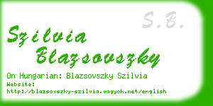 szilvia blazsovszky business card